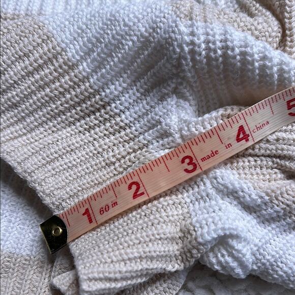 Sincerely Jules Knit Beach Swim Cover Up Women Tan and White Striped Shorts CA11 - Picture 5 of 6